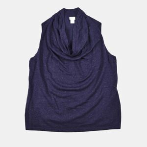 Chico’s Angelina Cashmere Blend Cowl Neck Shimmer Knit Purple Tank Top Size XL